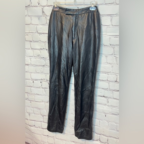 VINTAGE MARGARET GODFREY LEATHER PANTS BLACK SIZE 8 - Picture 4 of 9